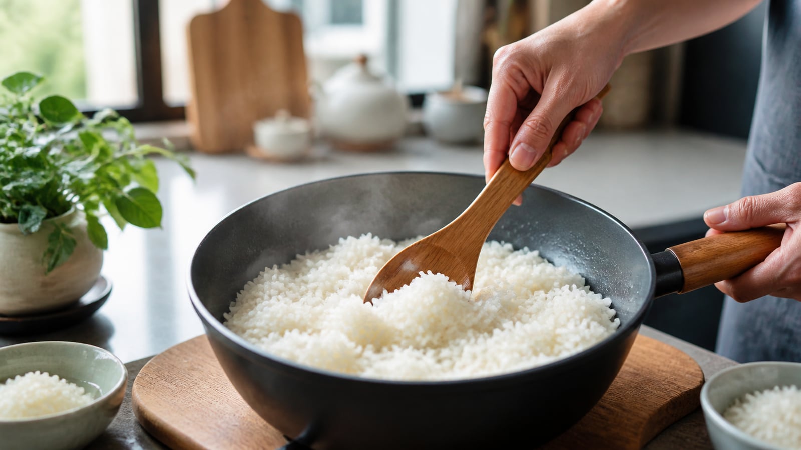 Krokante goudbruine tofu met saus in een moderne keuken